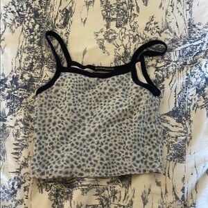 Brandy Melville Blue Leopard Print Top